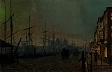 John Atkinson Grimshaw Canvas Paintings - Humber dockside Hull
